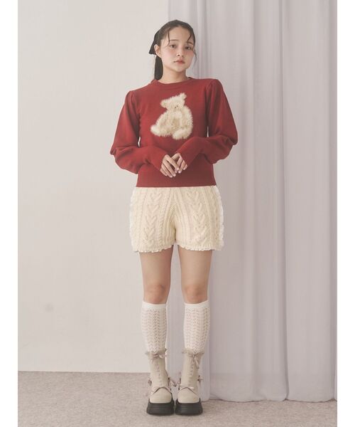 merry jenny（メリージェニー）の「bear shaggy knit tops（ニット/セーター・レディース・アイボリー/ブラック/レッド・FREE）」の12枚目の写真