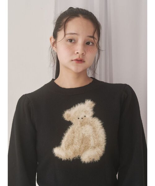 merry jenny（メリージェニー）の「bear shaggy knit tops（ニット/セーター・レディース・アイボリー/ブラック/レッド・FREE）」の15枚目の写真