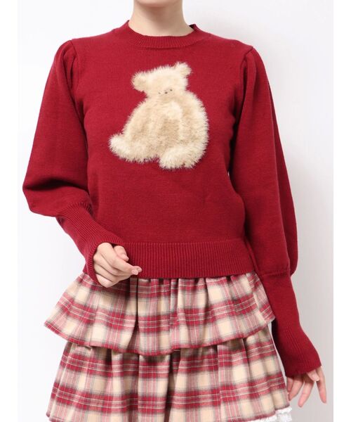 merry jenny(メリージェニー)の「bear shaggy knit tops(ニット/セーター・レディース・アイボリー/ブラック/レッド・FREE)」の15枚目の写真