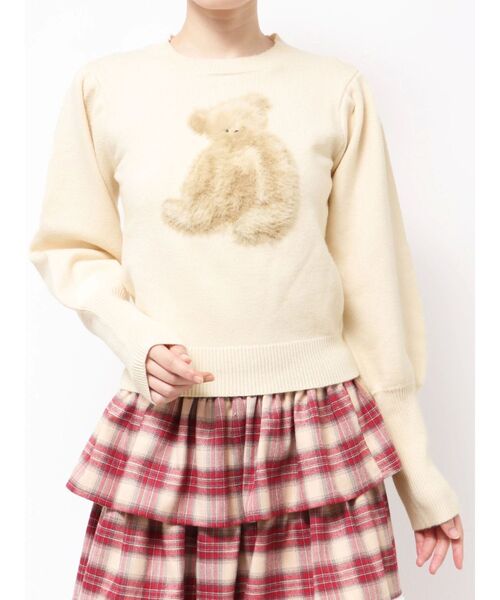 merry jenny(メリージェニー)の「bear shaggy knit tops(ニット/セーター・レディース・アイボリー/ブラック/レッド・FREE)」の16枚目の写真