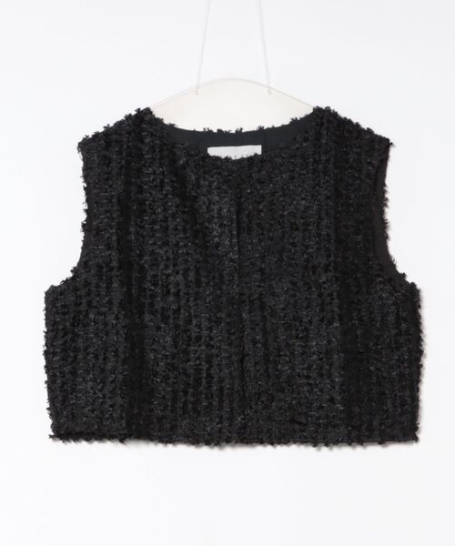 StyleSea（スタイルシー）の「フリンジミックスベスト（シャツ/ブラウス・レディース・オフホワイト/ブラック・FREE）」の2枚目の写真