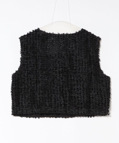 StyleSea（スタイルシー）の「フリンジミックスベスト（シャツ/ブラウス・レディース・オフホワイト/ブラック・FREE）」の3枚目の写真