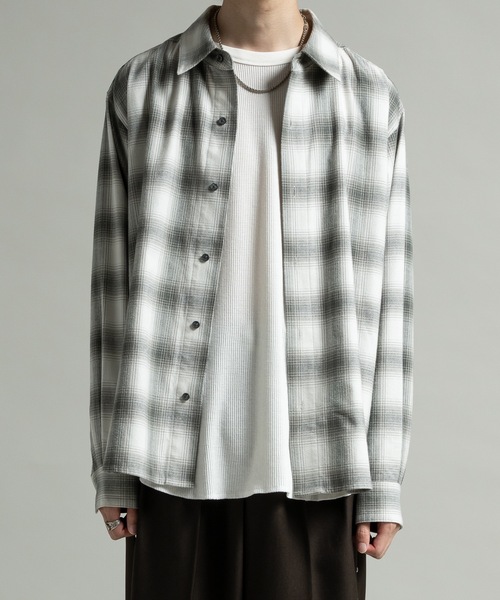CASPER JOHN(キャスパージョン)の「Various loose shirts -ombre check- /バリアスルーズシャツ -オンブレチェック-(シャツ/ブラウス・メンズ・グリーン/ホワイト/ベージュ・LARGE/MEDIUM/SMALL/X-SMALL)」の22枚目の写真