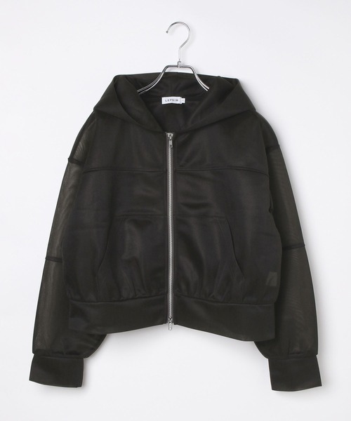 LEPSIM（レプシィム）の「シアーダンボールフーディー　577778（パーカー・レディース・オフホワイト/オレンジ/チャコールグレー・FREE）」の2枚目の写真