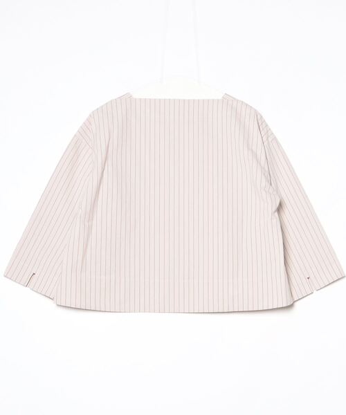 SIPULI(シプリ)の「Cotton Linen Double Stripe ガゼット付ブラウス(シャツ/ブラウス・レディース・グレイッシュベージュ・2)」の2枚目の写真