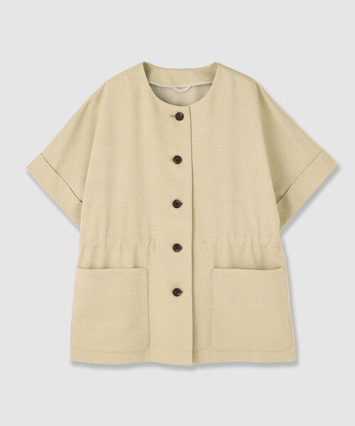 ANAYI(アナイ)の「【セットアップ対応商品】ドライツイル5分袖ジャケット(ノーカラージャケット・レディース・ベージュ/ブラウン・36/38/34)」の8枚目の写真