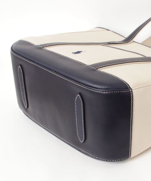 レザートリム キャンバス ミディアム ショッパー トート（トートバッグ