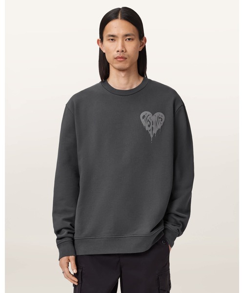 三猿スウェット 黒 sc.0008SS25-black oversized crew neck sweat shirt.(plainsong