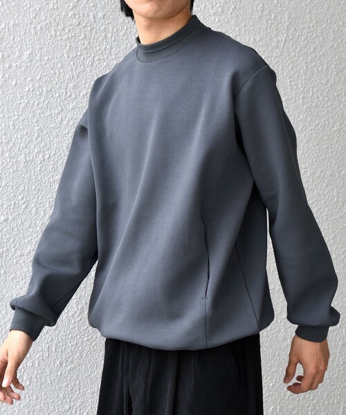 セール】SHIPS any: クリア ダンボール セミモックネック カットソー