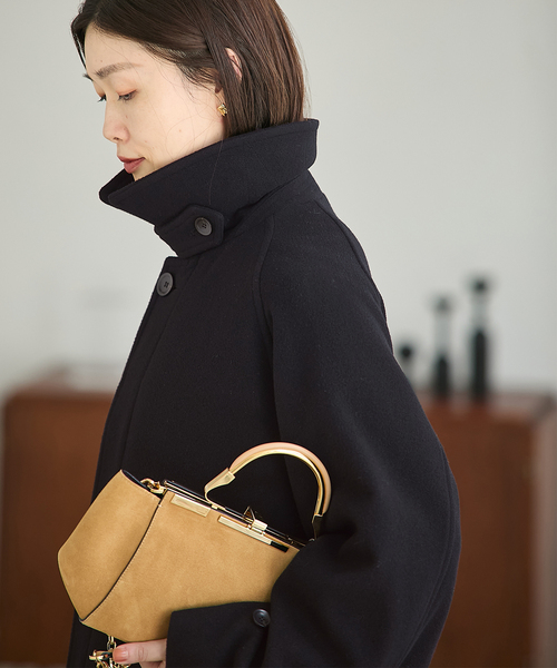 24AW L'essage モッサGIOLICAチェックバルカラーコートネイビー journal standard L'essage（ジャーナルスタンダードレサージュ）の