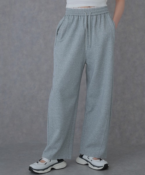 SUWDEE(スーディー)の「waist lace tapered sweat pants(スウェットパンツ・レディース・グレー/ライトグレー/ネイビー・FREE)」の2枚目の写真