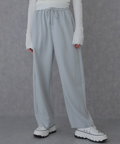 SUWDEE(スーディー)の「waist lace tapered sweat pants(スウェットパンツ・レディース・グレー/ライトグレー/ネイビー・FREE)」の1枚目の写真