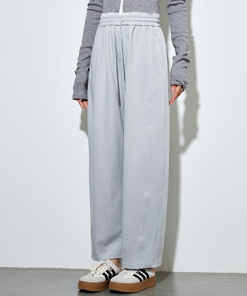 SUWDEE(スーディー)の「waist lace tapered sweat pants(スウェットパンツ・レディース・グレー/ライトグレー/ネイビー・FREE)」の4枚目の写真