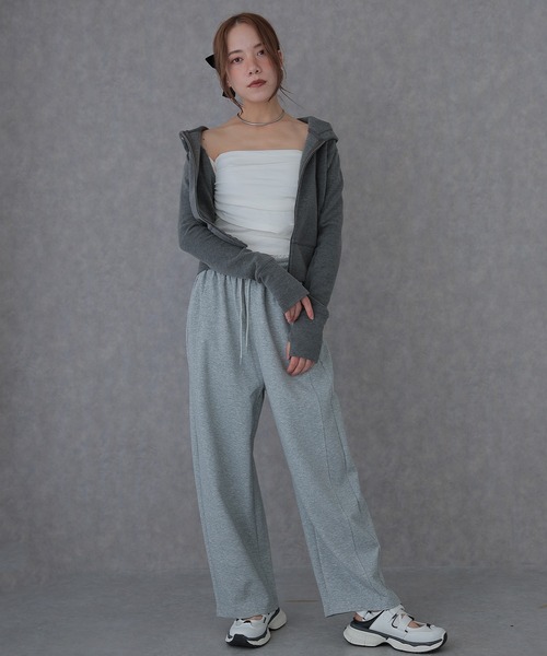 SUWDEE(スーディー)の「waist lace tapered sweat pants(スウェットパンツ・レディース・グレー/ライトグレー/ネイビー・FREE)」の16枚目の写真