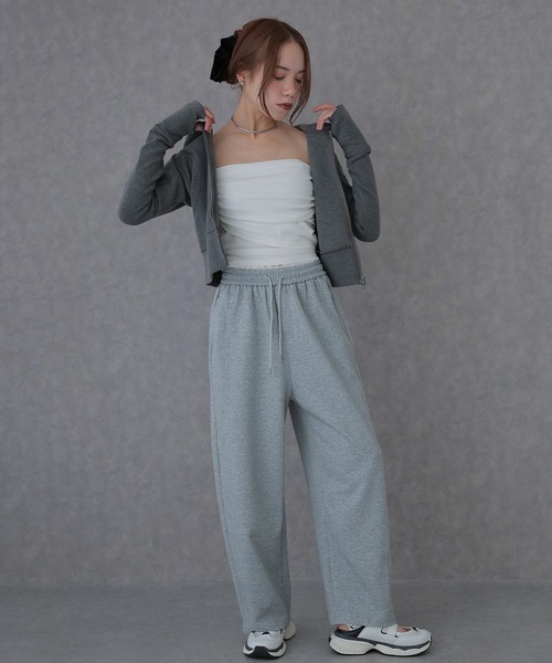 SUWDEE(スーディー)の「waist lace tapered sweat pants(スウェットパンツ・レディース・グレー/ライトグレー/ネイビー・FREE)」の15枚目の写真