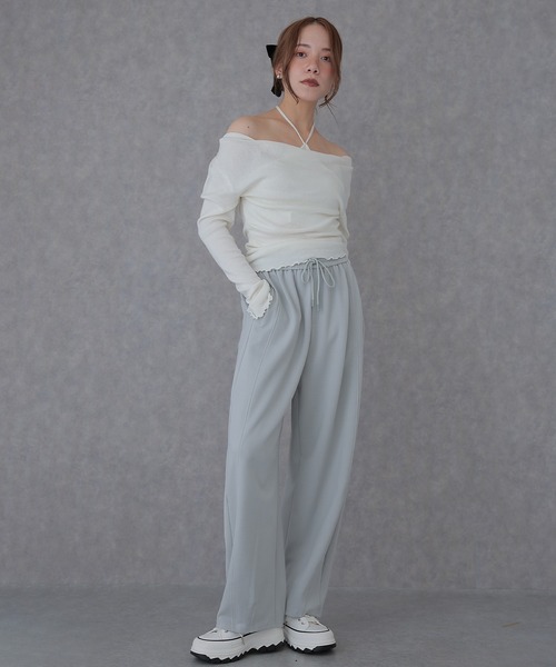 SUWDEE(スーディー)の「waist lace tapered sweat pants(スウェットパンツ・レディース・グレー/ライトグレー/ネイビー・FREE)」の11枚目の写真