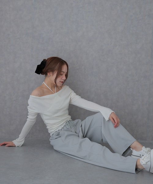SUWDEE(スーディー)の「waist lace tapered sweat pants(スウェットパンツ・レディース・グレー/ライトグレー/ネイビー・FREE)」の12枚目の写真