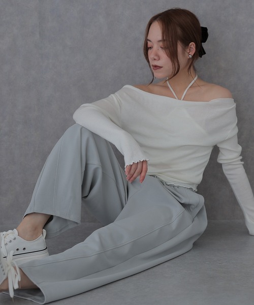 SUWDEE(スーディー)の「waist lace tapered sweat pants(スウェットパンツ・レディース・グレー/ライトグレー/ネイビー・FREE)」の13枚目の写真