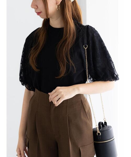 TEECHIバルーンスリーブグラマラスニット セール】 バルーンスリーブメランジニット（グレー/グリーン