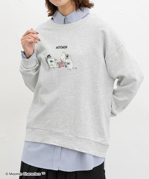 Honeys(ハニーズ)の「ムーミン/ゆるトレーナー(スウェット・レディース・オートミール/ブルー/杢グレー/ピンク/ブラック・L/LL/M/S)」の7枚目の写真