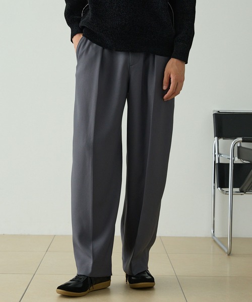 セール】マイクロツイル 1タック センタープレス カーブシルエット