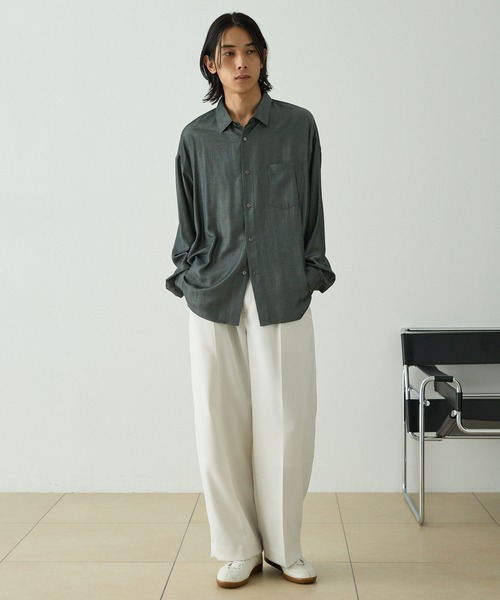 セール】マイクロツイル 1タック センタープレス カーブシルエット