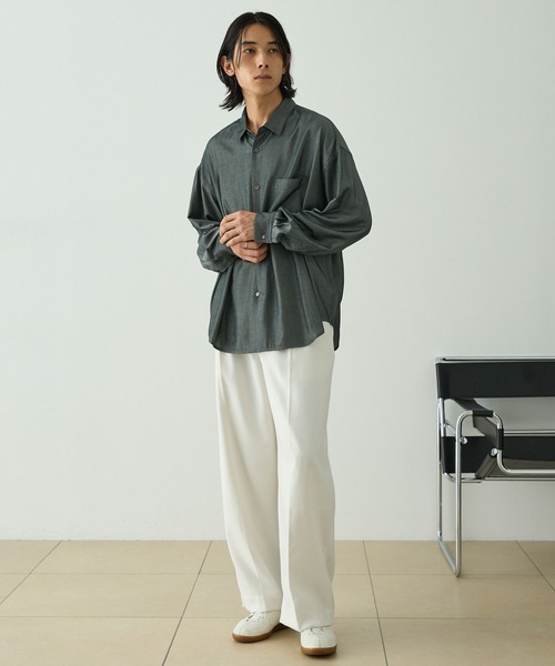 セール】マイクロツイル 1タック センタープレス カーブシルエット