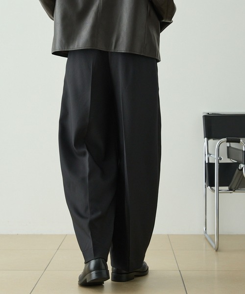 セール】マイクロツイル 1タック センタープレス カーブシルエット