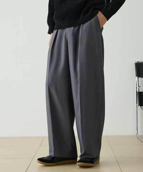 セール】マイクロツイル 1タック センタープレス カーブシルエット