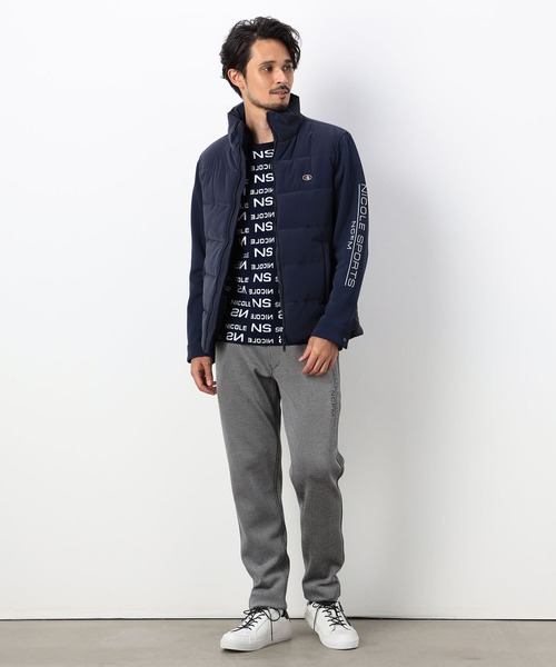 NICOLE CLUB FOR MEN(ニコルクラブフォーメン)の「【NICOLE SPORTS】3Dプリントタフタ袖ニット中綿ブルゾン(その他アウター・メンズ・ブラック/ネイビー・LARGE/MEDIUM/X-LARGE)」の4枚目の写真