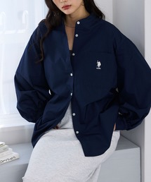 U.S. POLO ASSN. /ユーエスポロアッスン 別注 ワンポイント刺繍 ボリュームスリーブバンドカラー長袖シャツネイビー