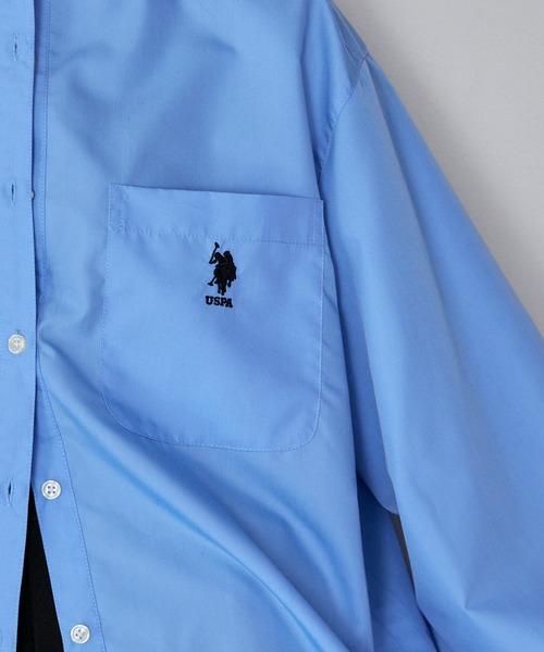 U.S. POLO ASSN.(ユーエスポロアッスン)の「U.S. POLO ASSN. /ユーエスポロアッスン 別注 ワンポイント刺繍 ボリュームスリーブバンドカラー長袖シャツ(シャツ/ブラウス・レディース・サックスブルー/オフホワイト/ネイビー/ストライプ・M/L)」の14枚目の写真