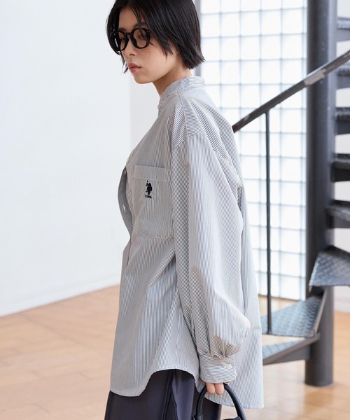 Unminou スカラップシャツ unminou アンミヌスカラップシャツブラウス ブラック