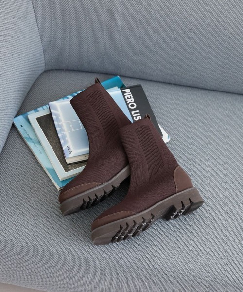 AMERICAN HOLIC（アメリカンホリック）の「【消臭/制菌/吸水速乾】ニットブーツ（ブーツ・レディース・ブラウン/ブラック・M/S/L）」の2枚目の写真