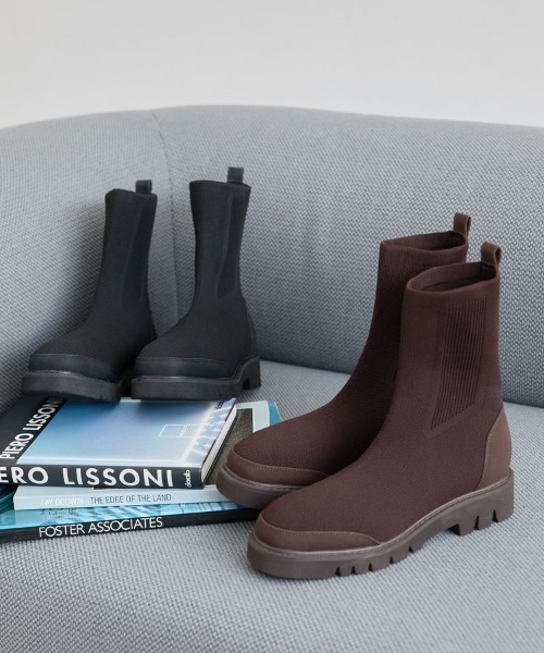 AMERICAN HOLIC（アメリカンホリック）の「【消臭/制菌/吸水速乾】ニットブーツ（ブーツ・レディース・ブラウン/ブラック・M/S/L）」の3枚目の写真