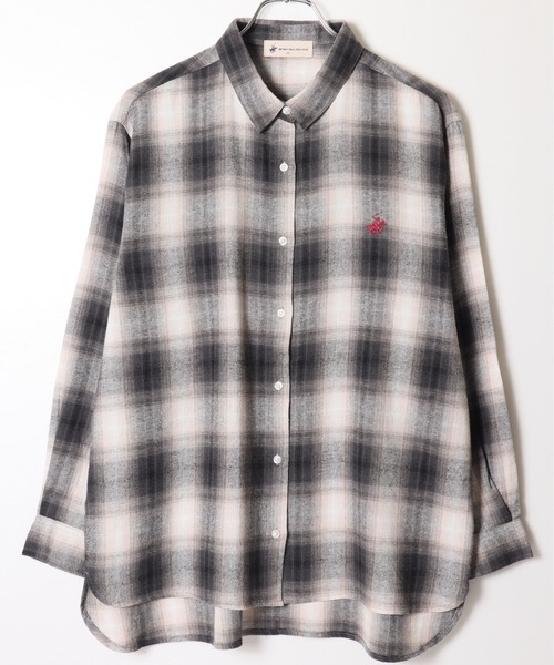 BEVERLY HILLS POLO CLUB(ビバリーヒルズポロクラブ)の「【BEVERLY HILLS POLO CLUB/ビバリーヒルズポロクラブ】チェック柄長袖シャツ(シャツ/ブラウス・レディース・ベージュ/ネイビー/オレンジ/ブラック・MEDIUM/LARGE)」の11枚目の写真