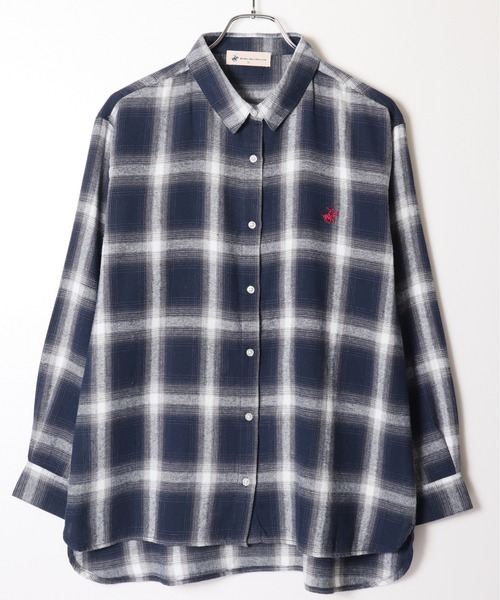 BEVERLY HILLS POLO CLUB(ビバリーヒルズポロクラブ)の「【BEVERLY HILLS POLO CLUB/ビバリーヒルズポロクラブ】チェック柄長袖シャツ(シャツ/ブラウス・レディース・ベージュ/ネイビー/オレンジ/ブラック・MEDIUM/LARGE)」の19枚目の写真