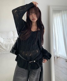 メッシュニット」に該当するブラック/黒色系のファッション通販