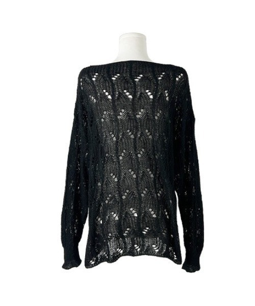 anyonemore（エニワンモア）の「ワンオフショルダールーズ透かし編みメッシュニット（ニット/セーター・レディース・ブラウン/ブラック・FREE）」の19枚目の写真