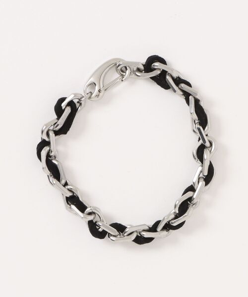 SPINNS（スピンズ）の「【金属アレルギー対応】シルバーボリュームチェーンブレスレット/ミックス（ブレスレット・メンズ・シルバー×ブラック・ONESIZE）」の4枚目の写真