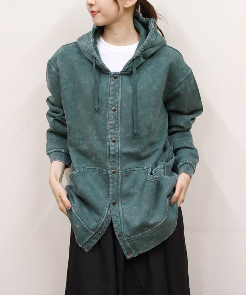 CHUMS(チャムス)の「CHUMS/チャムス キャニオンランズフルスナップフードハリケーントップ Canyonlands Full Snap Hooded Hurricane Top(スウェット・メンズ・グリーン/レッド/ブラック・M/L)」の4枚目の写真