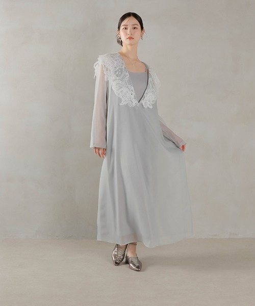 Kana(カナ)の「ビッグカラー レース Aラインドレス パーティー パーティー デイリー 結婚式 お呼ばれ マタニティ オケージョン(ドレス・レディース・ベージュ/グレー/ブラック・S/M)」の17枚目の写真