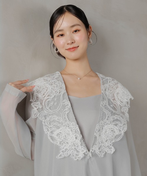 Kana(カナ)の「ビッグカラー レース Aラインドレス パーティー パーティー デイリー 結婚式 お呼ばれ マタニティ オケージョン(ドレス・レディース・ベージュ/グレー/ブラック・S/M)」の13枚目の写真