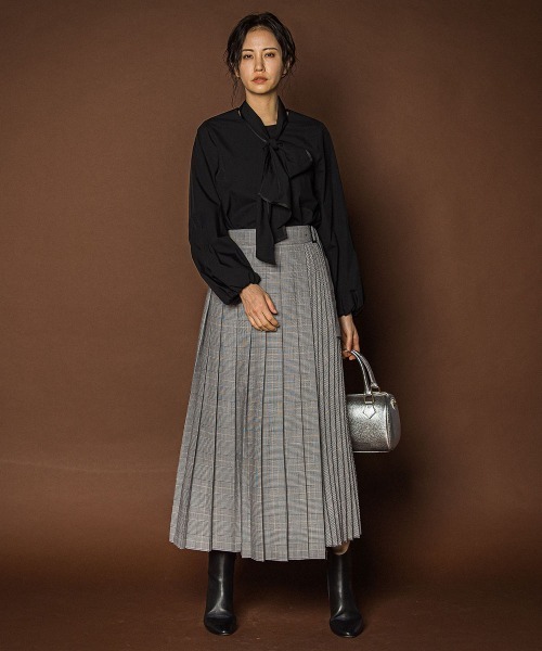 セール】アシンメトリーコンビプリーツスカート（スカート