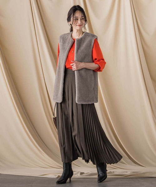 LAUTREAMONT（ロートレアモン）の「アシンメトリーコンビプリーツスカート（スカート・レディース・ブラック系その他/キャメル・7号/9号）」の14枚目の写真