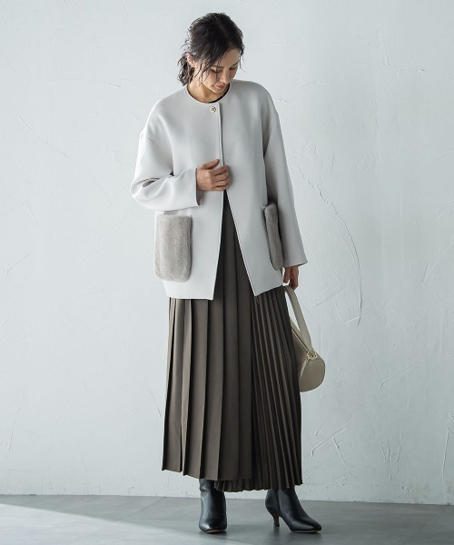 セール】アシンメトリーコンビプリーツスカート（スカート