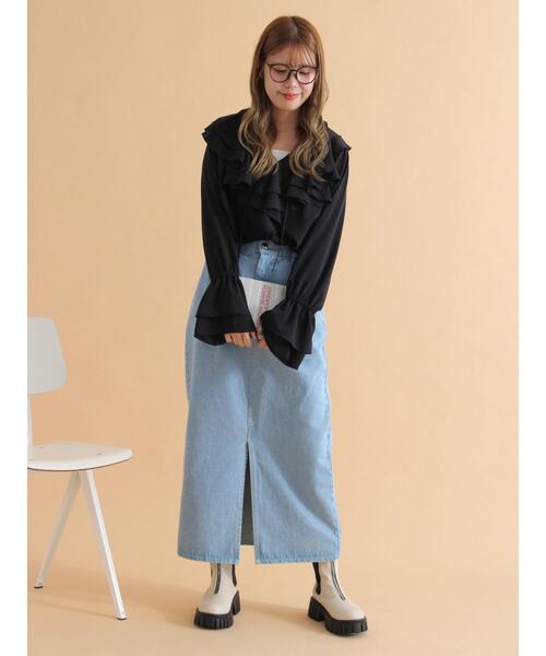 ehka sopo（エヘカソポ）の「ラッフル襟ブラウス（シャツ/ブラウス・レディース・ブラック/ブルー/オフホワイト・F）」の6枚目の写真