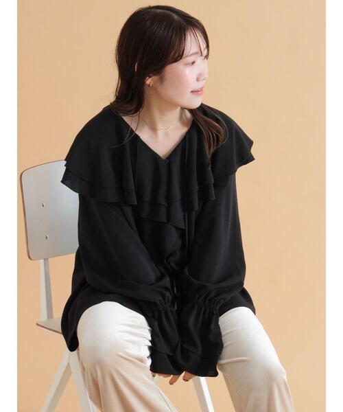 ehka sopo（エヘカソポ）の「ラッフル襟ブラウス（シャツ/ブラウス・レディース・ブラック/ブルー/オフホワイト・F）」の9枚目の写真