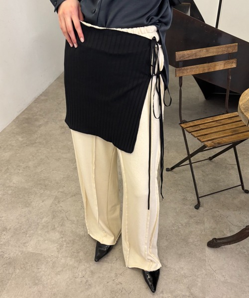 FUULLY STUDIO（フーリィーステューディオ）の「マルチウェイワイドリブラップスカート（スカート・レディース・アイボリー/ブラック・FREE）」の11枚目の写真