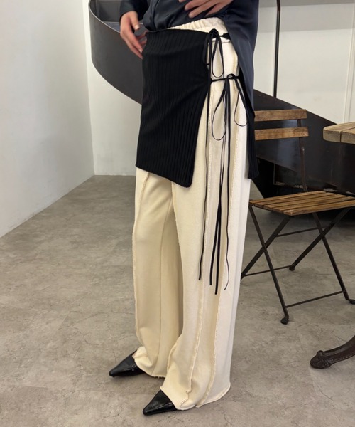 FUULLY STUDIO（フーリィーステューディオ）の「マルチウェイワイドリブラップスカート（スカート・レディース・アイボリー/ブラック・FREE）」の12枚目の写真